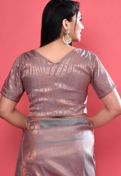 Woven Art Silk Saree in Grey