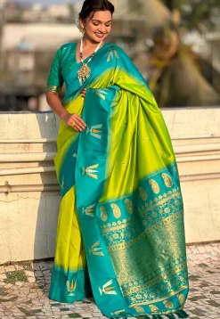 Woven Art Silk Saree in Light Green