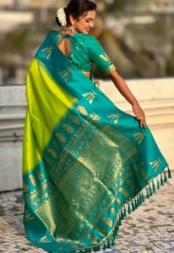 Woven Art Silk Saree in Light Green
