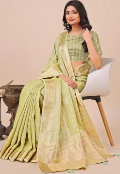 Woven Art Silk Saree in Light Green