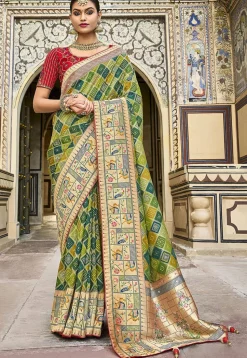 Woven Art Silk Saree in Light Green