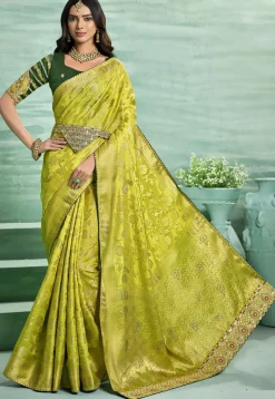 Woven Art Silk Saree in Light Green