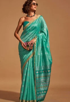 Woven Art Silk Saree in Light Blue
