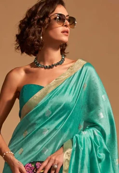 Woven Art Silk Saree in Light Blue
