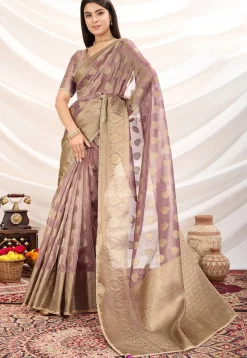Woven Art Silk Saree in Light Purple