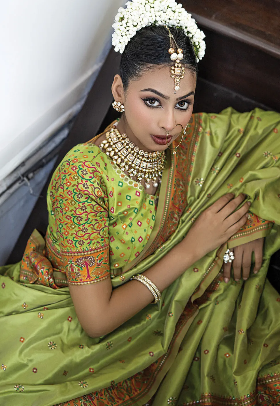 Woven Art Silk Saree in Light Green