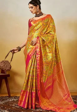 Woven Art Silk Saree in Mustard