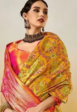 Woven Art Silk Saree in Mustard