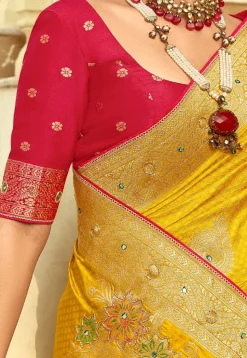 Woven Art Silk Saree in Mustard