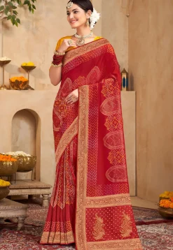 Woven Art Silk Saree in Maroon