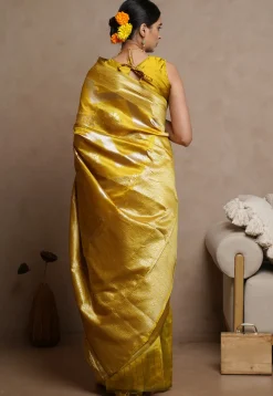 Woven Art Silk Saree in Mustard