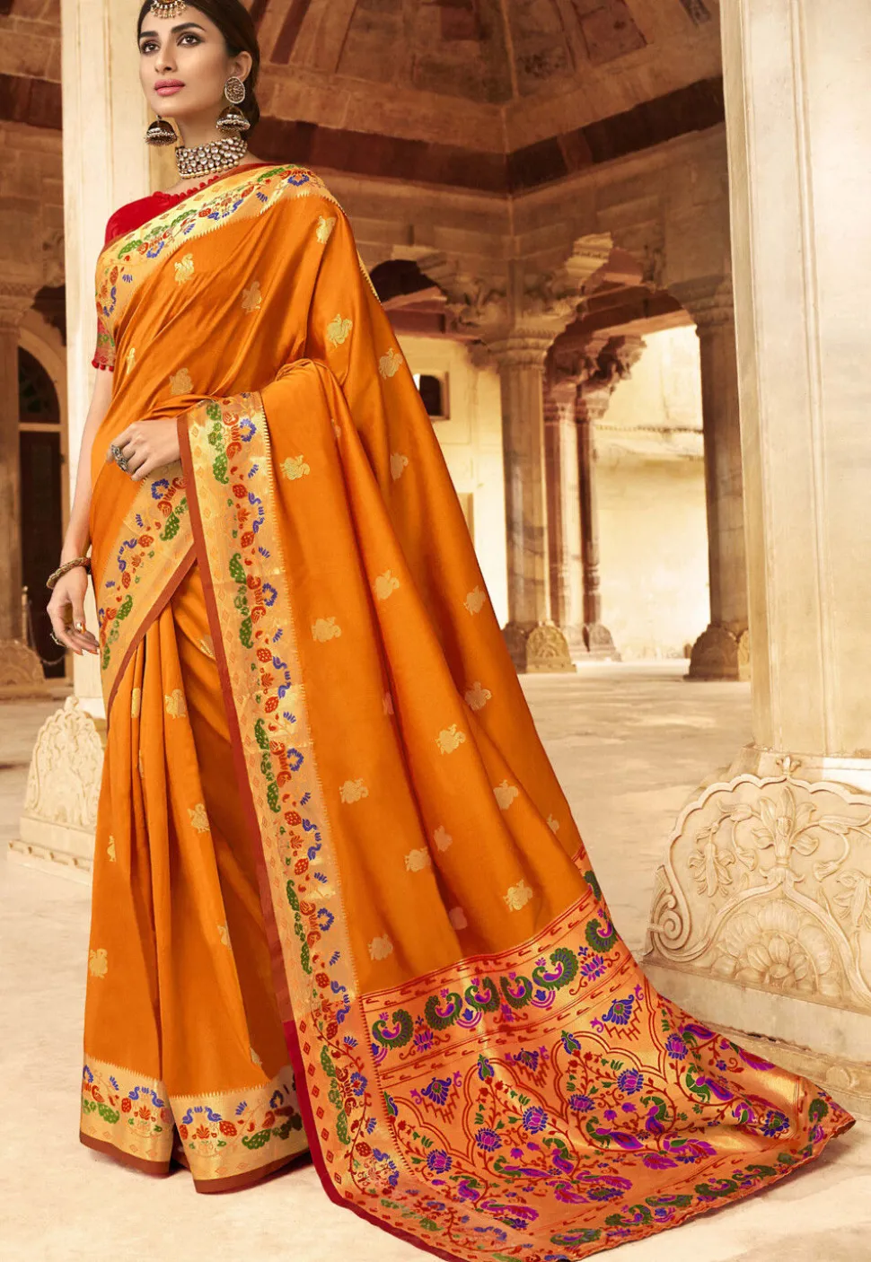 Woven Art Silk Saree in Mustard
