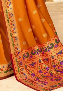 Woven Art Silk Saree in Mustard