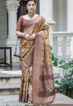 Woven Art Silk Saree in Mustard
