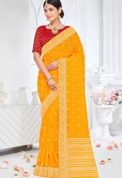 Woven Art Silk Saree in Mustard