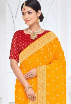 Woven Art Silk Saree in Mustard