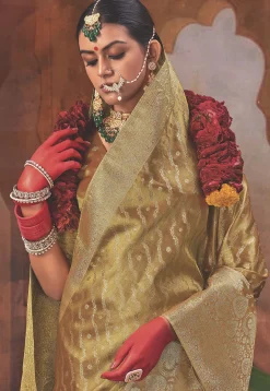 Woven Art Silk Saree in Mustard
