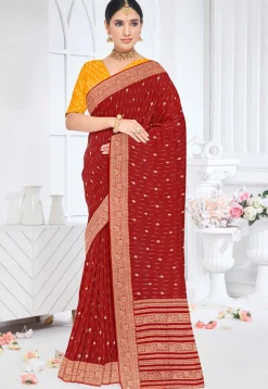 Woven Art Silk Saree in Maroon