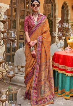 Woven Art Silk Saree in Mustard