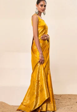 Woven Art Silk Saree in Mustard