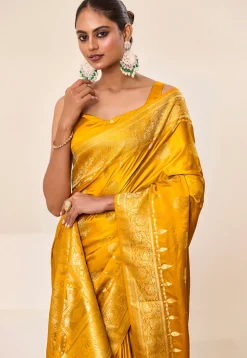 Woven Art Silk Saree in Mustard
