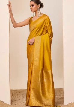 Woven Art Silk Saree in Mustard