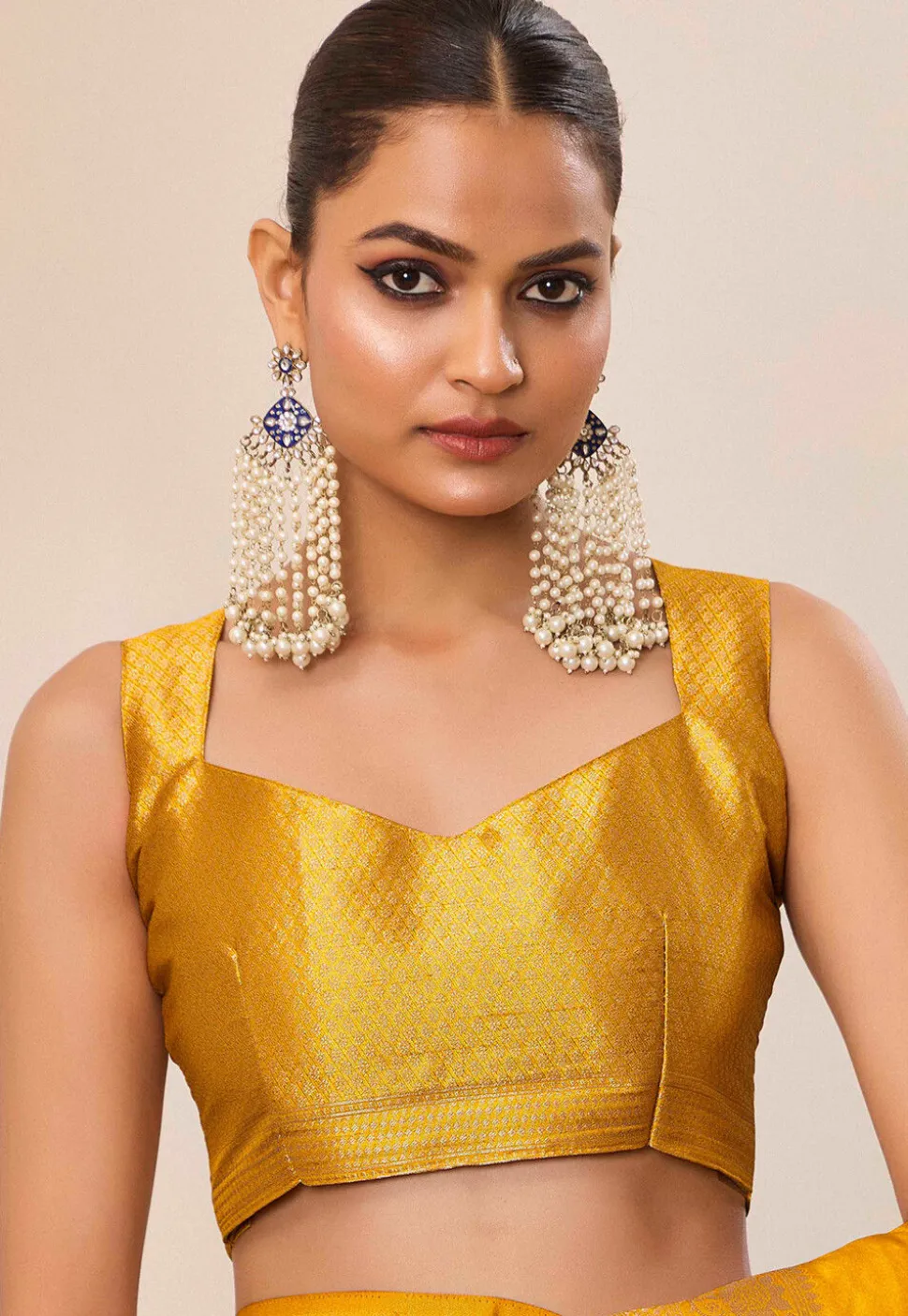 Woven Art Silk Saree in Mustard