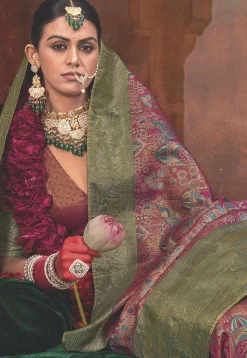 Woven Art Silk Saree in Magenta