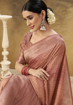 Woven Art Silk Saree in Old Rose