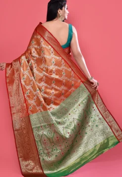 Woven Art Silk Saree in Orange