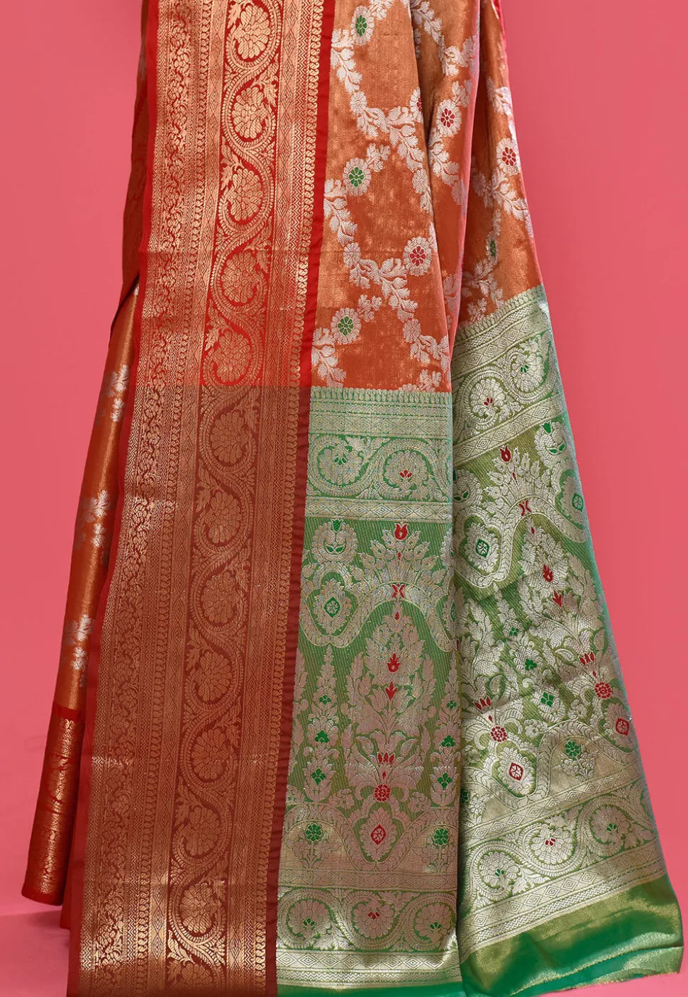 Woven Art Silk Saree in Orange