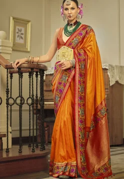 Woven Art Silk Saree in Orange