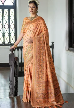 Woven Art Silk Saree in Orange