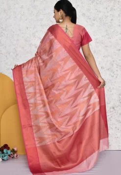 Woven Art Silk Saree in Pink