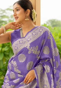Woven Art Silk Saree in Purple