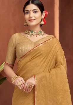 Woven Art Silk Saree in Peach