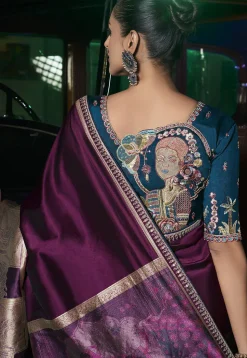 Woven Art Silk Saree in Purple