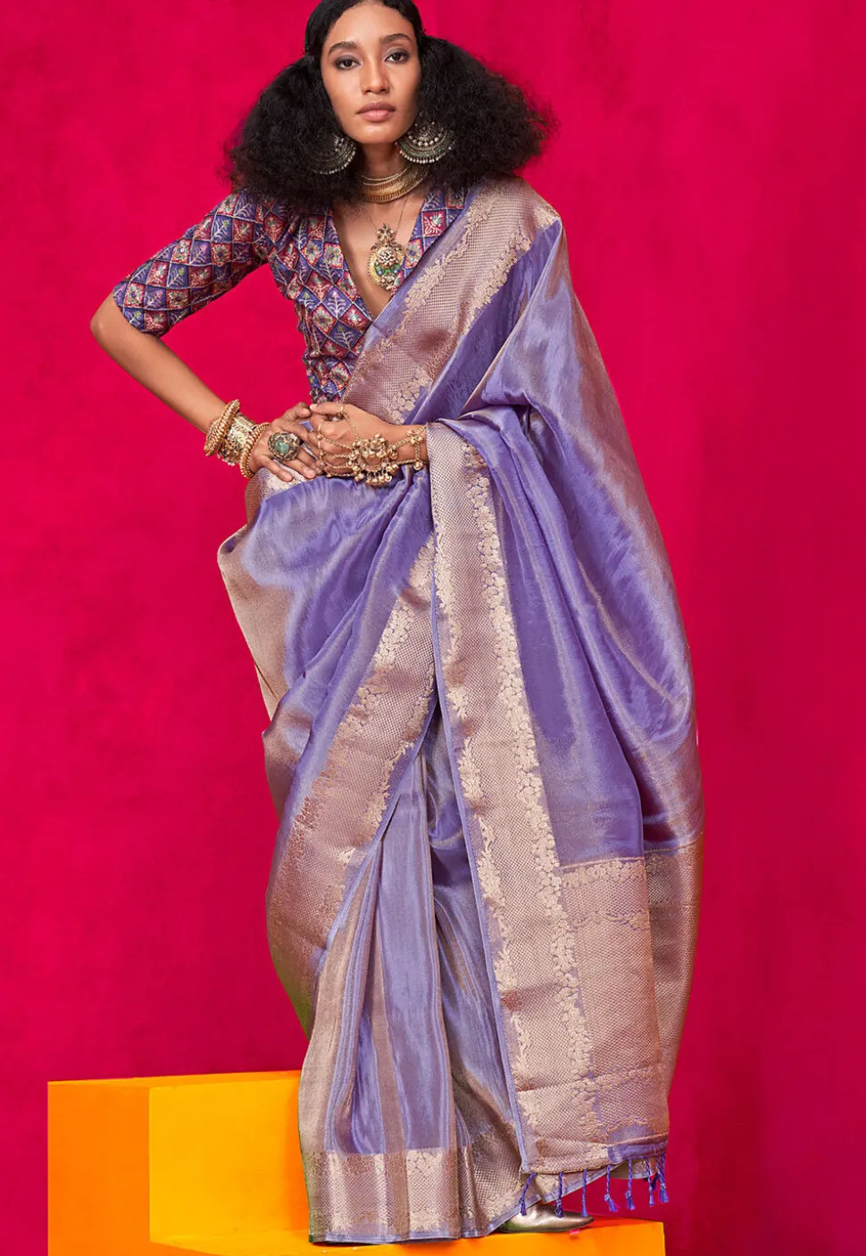 Woven Art Silk Saree in Purple