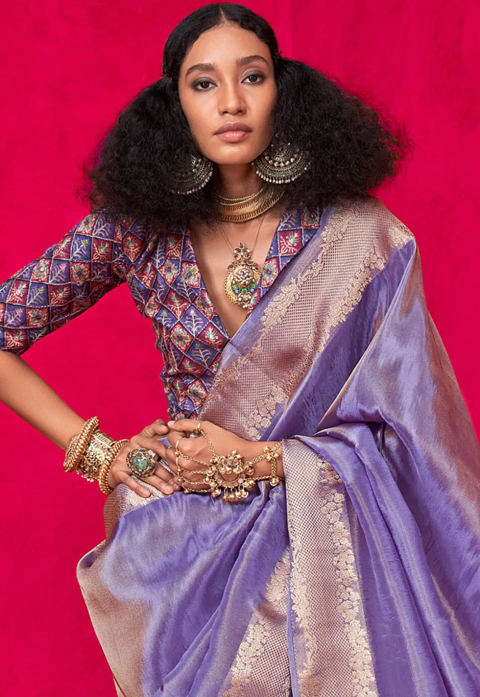 Woven Art Silk Saree in Purple