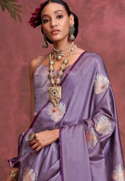 Woven Art Silk Saree in Purple