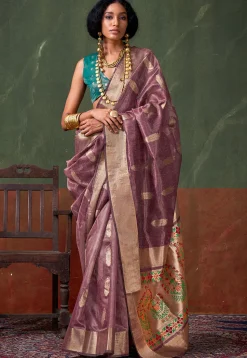 Woven Art Silk Saree in Purple