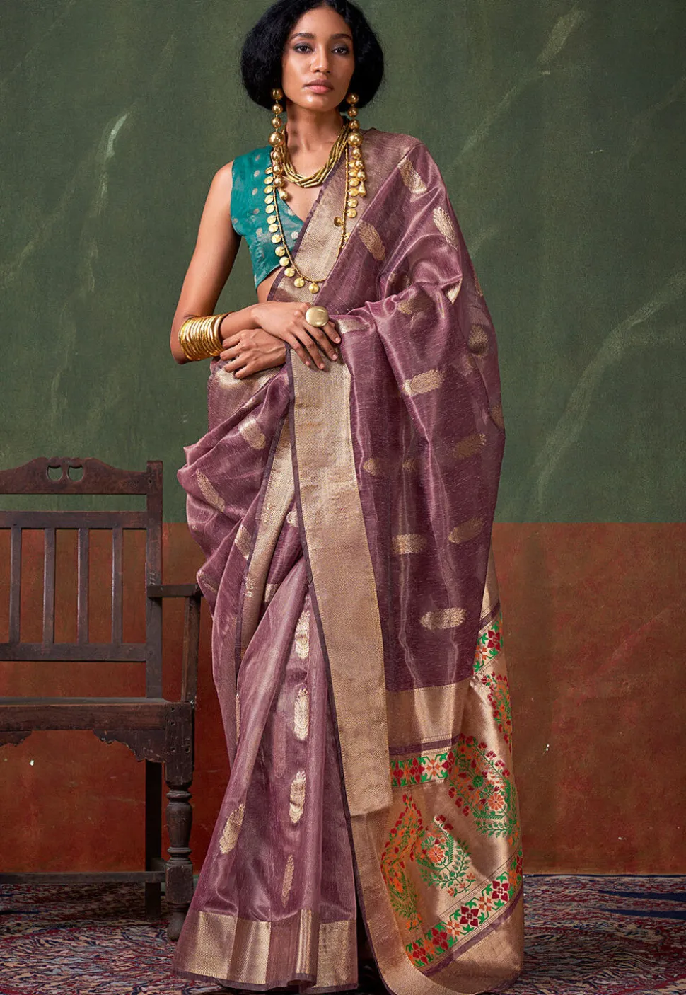 Woven Art Silk Saree in Purple