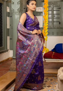 Woven Art Silk Saree in Purple