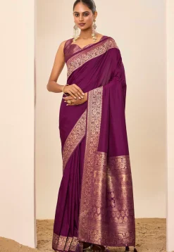 Woven Art Silk Saree in Purple