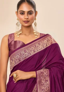 Woven Art Silk Saree in Purple