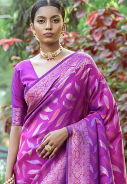 Woven Art Silk Saree in Purple