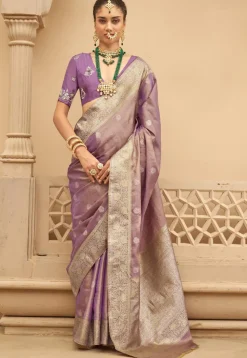Woven Art Silk Saree in Purple