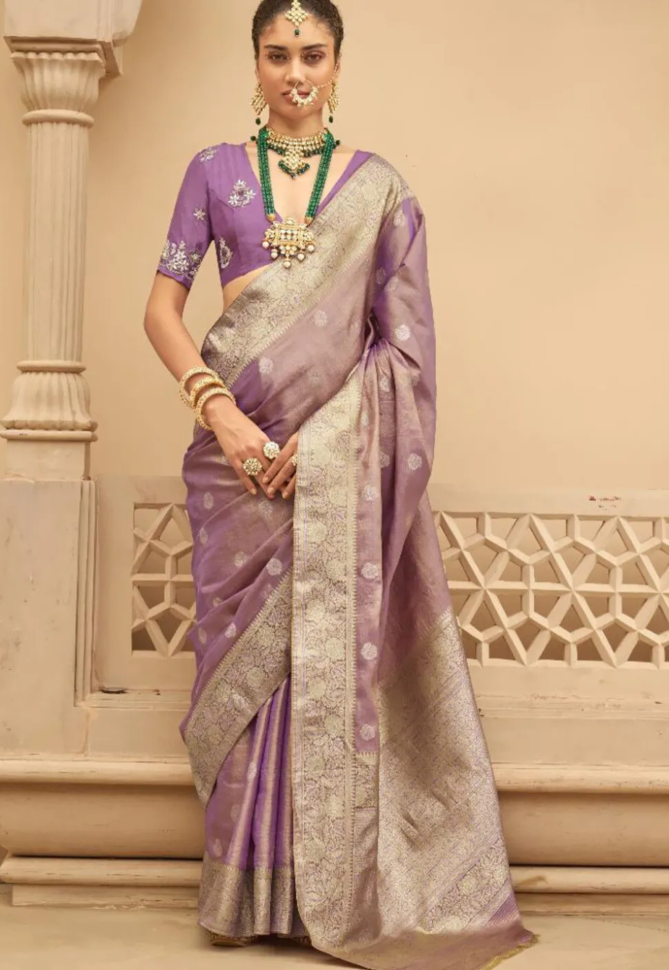 Woven Art Silk Saree in Purple