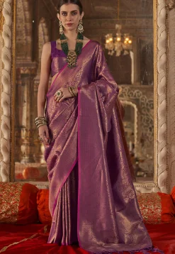 Woven Art Silk Saree in Purple