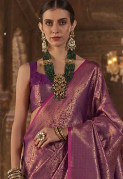 Woven Art Silk Saree in Purple